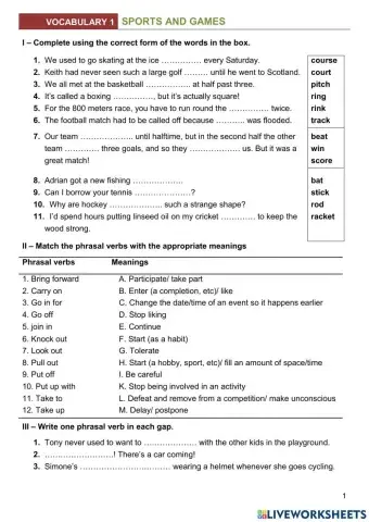 Vocabulary: Hobbies, sports and games