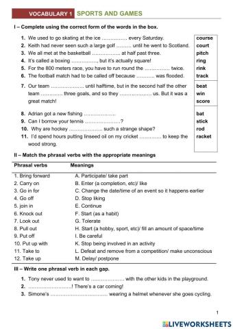 Vocabulary: Hobbies, sports and games