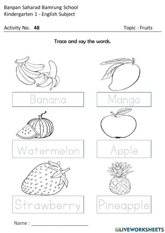 K1 Worksheet - Banpan Saharad Bamrung School