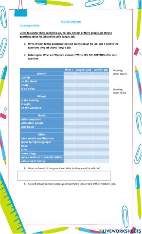 Listening activity - JOBS