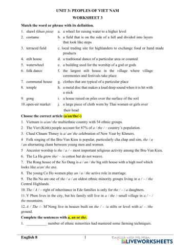 Unit 3: Peoples of Vietnam (W3)