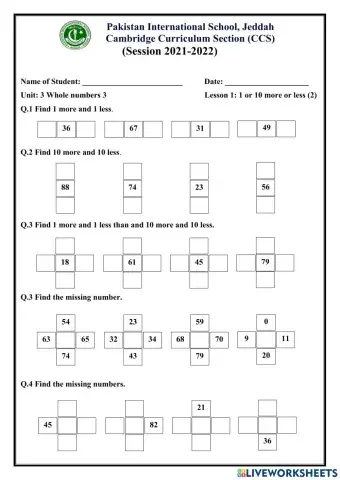 1 or 10 more or less