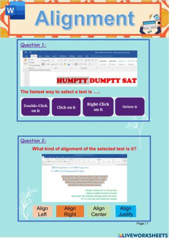 MS Word - Alignment + review Font formatting