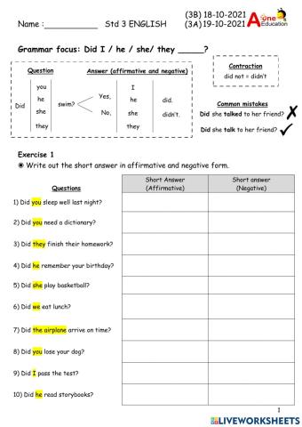 Std 3A & 3B ENG 25&261021