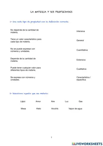 La materia y sus propiedades