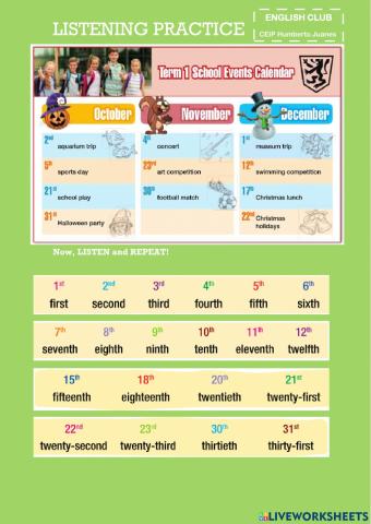 Ordinal Numbers - DATES