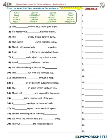 Lesson 3 - Fill in the blanks
