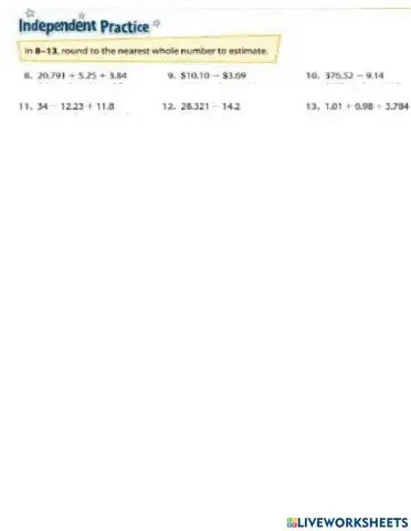 Estimating sums & differences