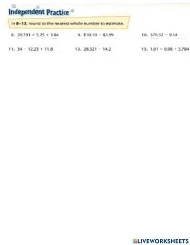 Estimating sums & differences