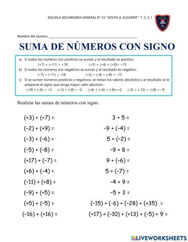 Suma de números con signo