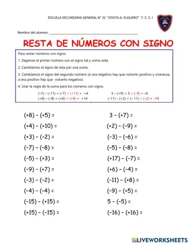 Resta de números con signo