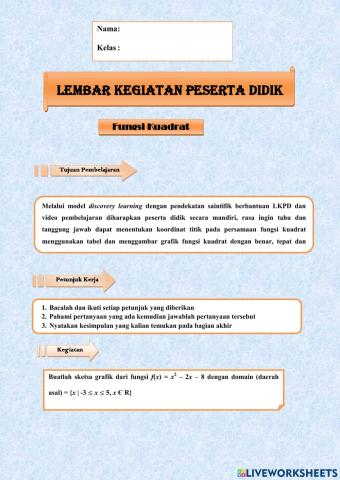 Menentukan koordinat titik pada grafik fungsi kuadrat