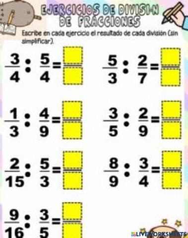 Divisiones de fracciones