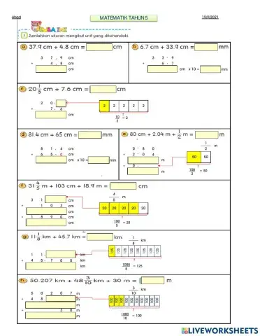 Tambah Ukuran Panjang Tahun 5