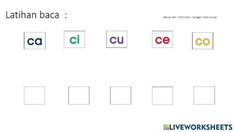 Latihan baca ca ci cu ce co