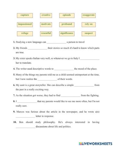 LS3-W3-Vocabulary worksheet