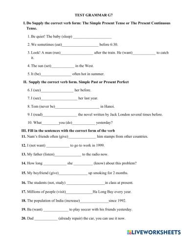 Test G7 (Grammar- September)