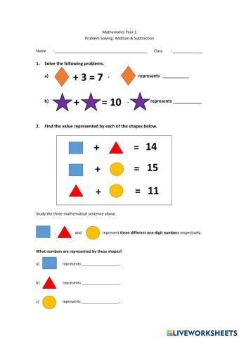 Addition and subtraction: PROBLEM SOLVING