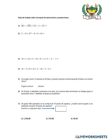 Jerarquía operacional y regla de tres.