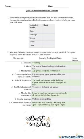 Social Groups Quiz 1