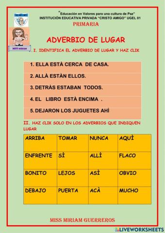 Adverbio de lugar