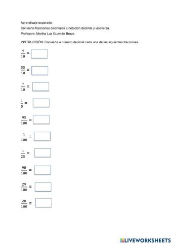 Conversión de fracción a decimal