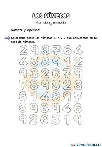 Los números del 1 al 9