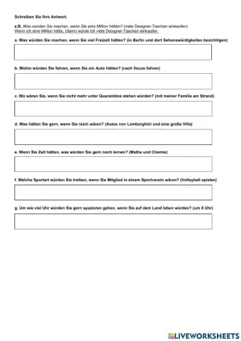 Was würdest du gern machen, wenn...?