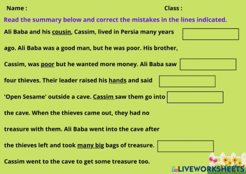 Module 10: Reading Time : Ali Baba and the Forty Thieves