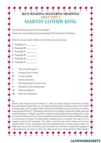 Matching Headings - Martin Luther King