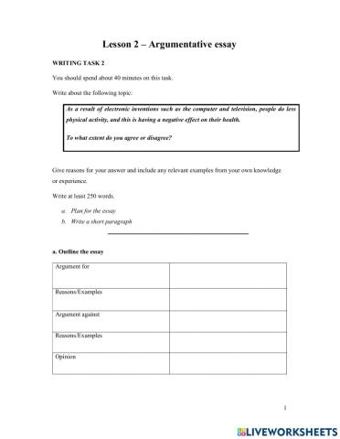 Writing argumentative practice