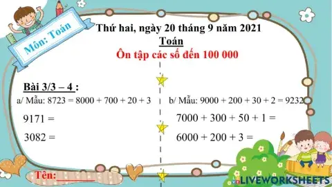 Toán thứ 2 tuần 1