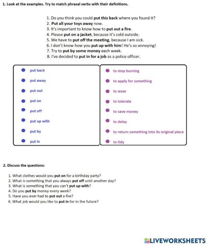 Phrasal Verbs - put