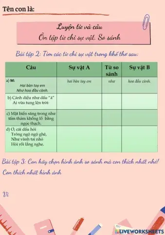 LTVC- Ôn tập từ chỉ sự vật. So sánh