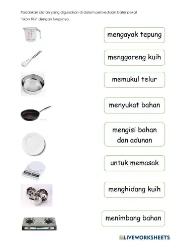 Alatan dalam penyediaan skon titis dan fungsi