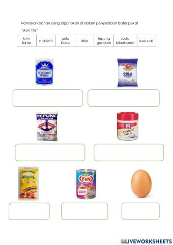 Bahan dalam penyediaan skon titis