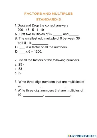 Factors and Multiples