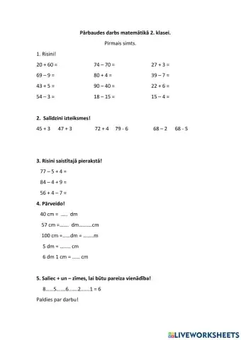 Matemātika 2. klasei.