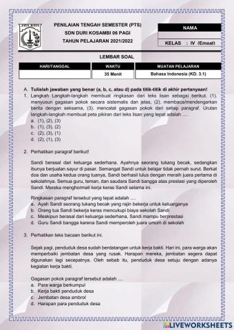 Pts Tema 1 Bahasa Indonesia
