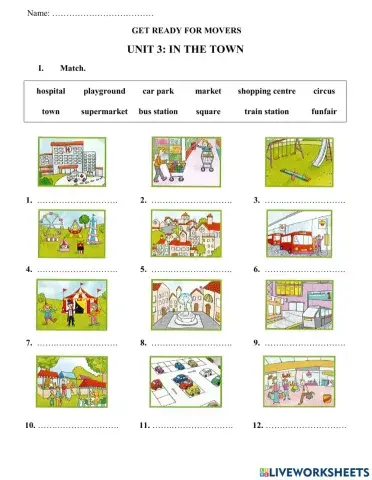 Places in the town + Prepositions of place