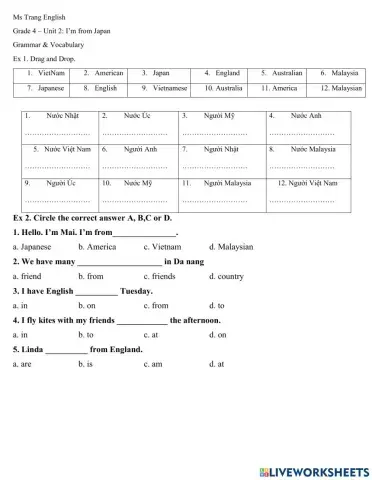 Grade 4 Unit 2 Vocab