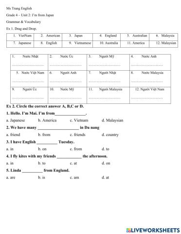 Grade 4 Unit 2 Vocab