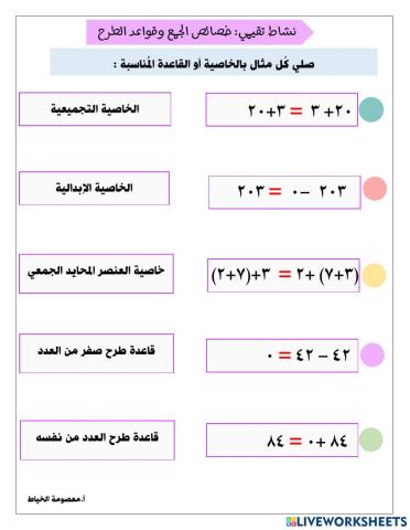 نشاط خصائص الجمع