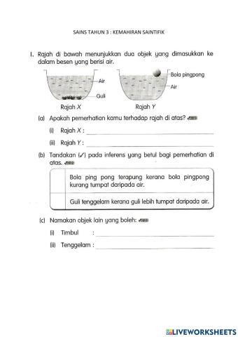 Sains tahun 3 kemahiran saintifik