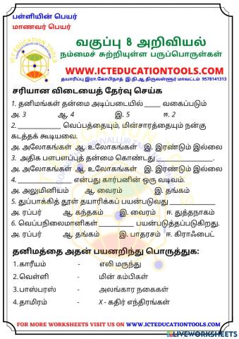 Std 8 science metals and non-metals