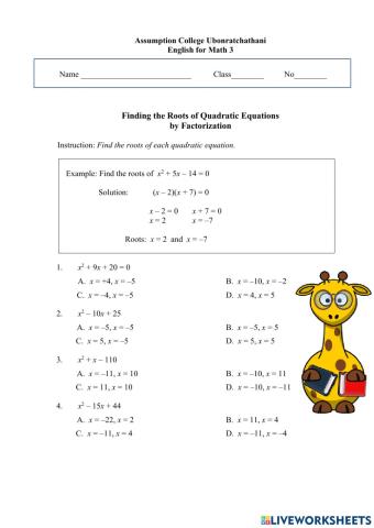 Finding the Roots of Quadratic Equation by Factorization