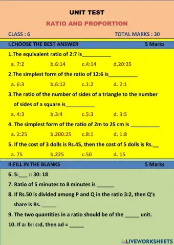 Ratio and proportion