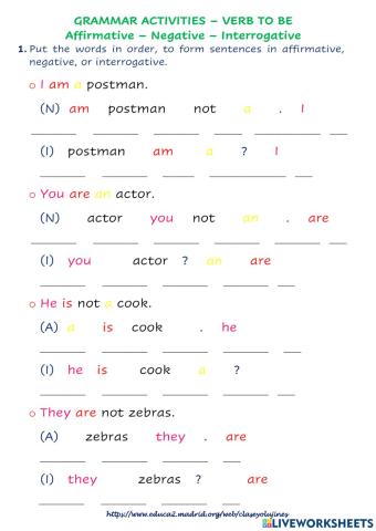 Verb To Be - Affirmative, Negative & Interrogative