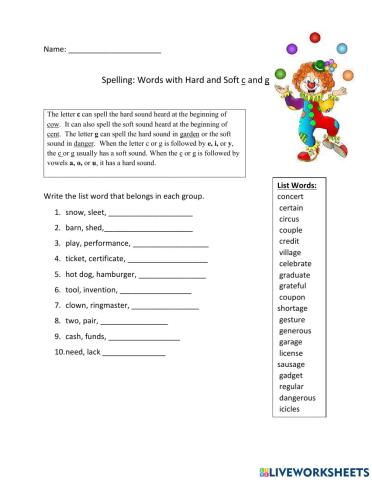 Hard and soft c and g