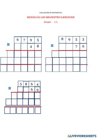 Ejercicios de multiplicación
